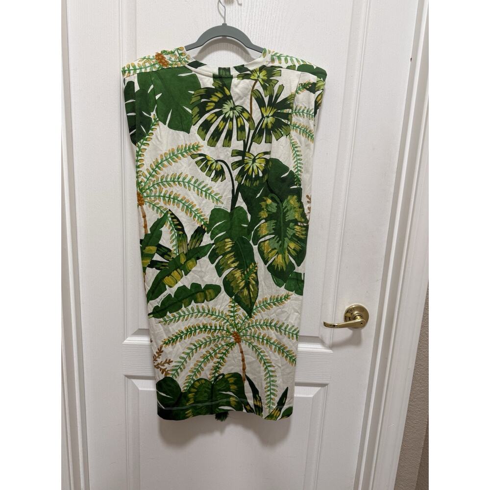 NWT Farm Rio Tropical Forest Off-White Shirt Dress Green Large Resort Cotton - Picture 6 of 16